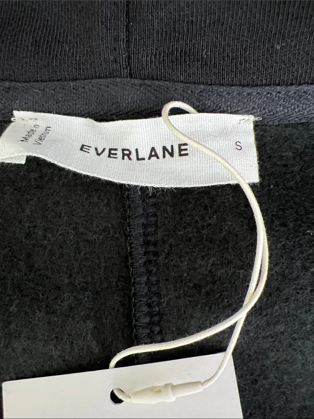 New Everlane LUXE FLEECE FULL-ZIP CROPPED HOODIE Black Size S